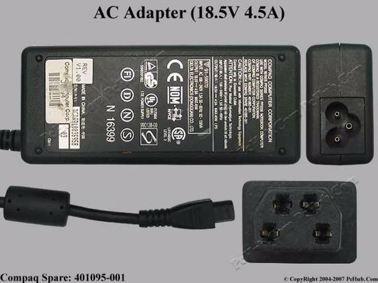 Compaq Armada Series AC Adapter- Laptop 401095-001, 18.5V 4.5A, 4-pin, Rare!