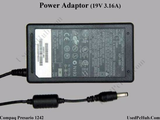 Compaq Presario Series AC Adapter- Laptop 289239-001, 19V 3.16A