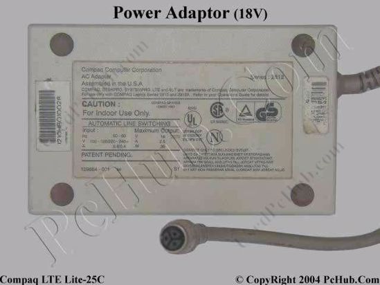 Compaq LTE Series AC Adapter- Laptop 129827-001