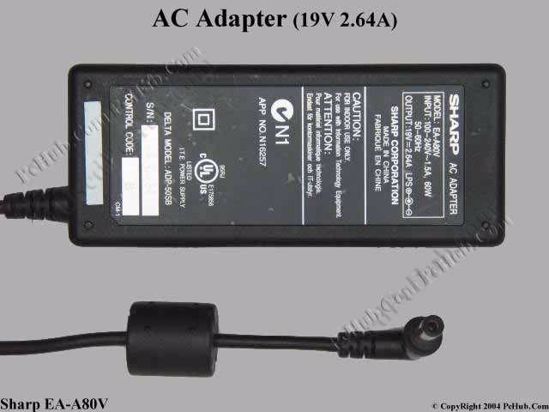 Sharp Common Item (Sharp) AC Adapter- Laptop 19V 2.64A, 5.5/2.1mm, 2-Prong