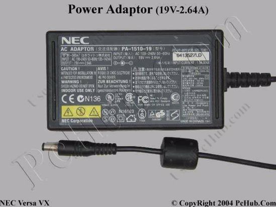 NEC Common Item (NEC) AC Adapter- Laptop 19V 2.64A, 5.5/2.5mm, 2-Prong