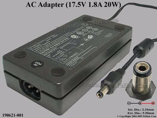 Compaq Common Item (Compaq) AC Adapter- Laptop 190621-001, 17.5V 1.8A, Tip B