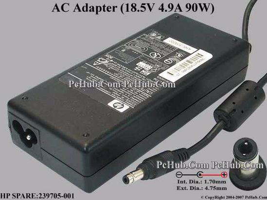 Compaq Common Item (Compaq) AC Adapter- Laptop 18.5V 4.9A, 4.75/1.7mm, 3-Prong