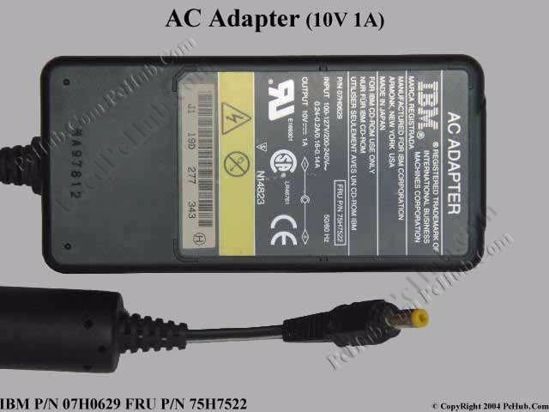 IBM Thinkpad Series AC Adapter- Laptop 75H7522, 10A 1V, Tip A