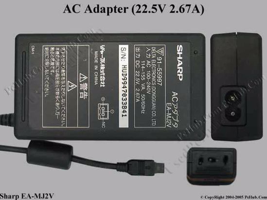 Sharp Common Item (Sharp) AC Adapter- Laptop EA-MJ2V, 22.5V 2.67A, 3-pin