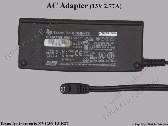 Texas Instruments Common Item AC Adapter- Laptop ZVC36-13-E27