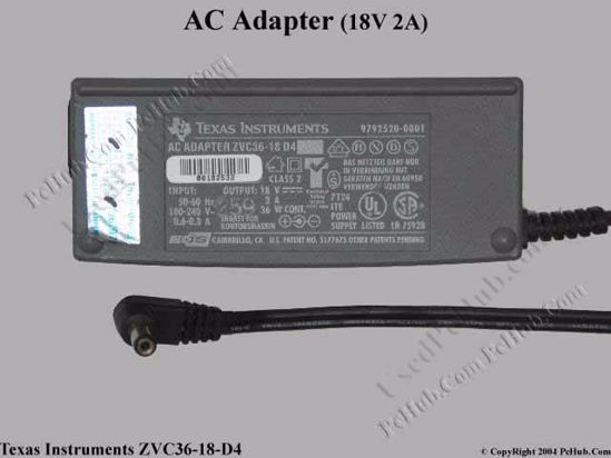 Texas Instruments Common Item AC Adapter- Laptop ZVC36-18 D4