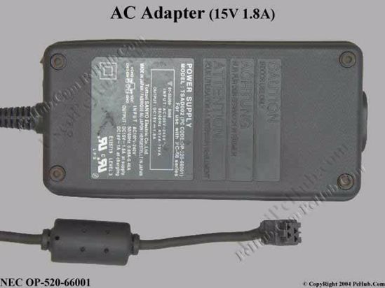 NEC Common Item (NEC) AC Adapter- Laptop OP-520-66001, 15V 1.8A