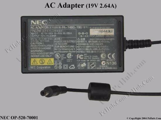 NEC Common Item (NEC) AC Adapter- Laptop 19V 2.64A, 5.5/2.5mm, 2-Prong