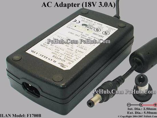 ILAN F1700B AC Adapter- Laptop 18V 3A, Tip C