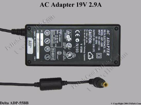 Delta Electronics ADP-55BB AC Adapter- Laptop 19V 2.9A