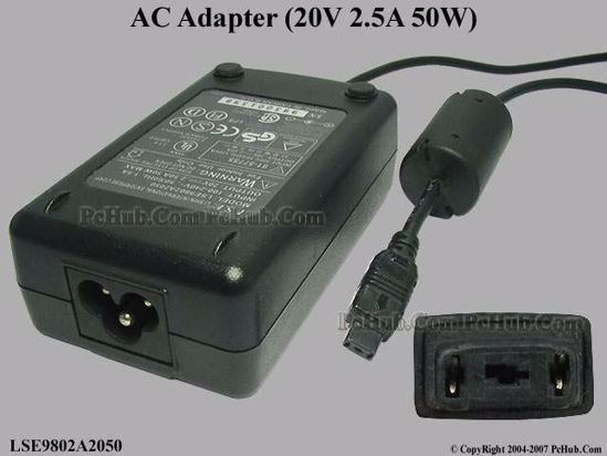 Li Shin LSE9802A2050 AC Adapter- Laptop 20V 2.5A, 3-Pin Flat, 3-Prong