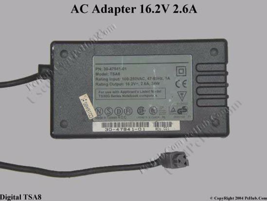 Digital Common Item (Digital) AC Adapter- Laptop TSA8, 16.2V 2.6A, (2-prong)