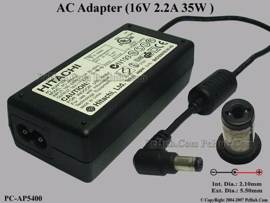 Hitachi Common Item (Hitachi) AC Adapter- Laptop PC-AP5400, 16V 2.2A, Tip B