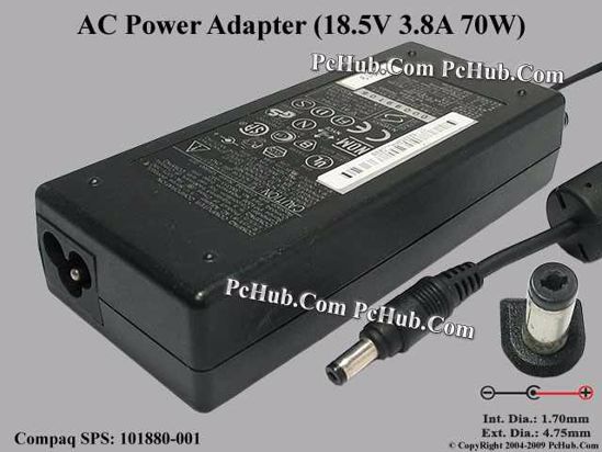 Compaq Common Item (Compaq) AC Adapter- Laptop 101880-001, 18.5V 3.8A, Tip A