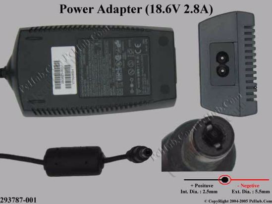 Compaq Common Item (Compaq) AC Adapter- Laptop 293787-001, 18.6V 2.8A, Tip C