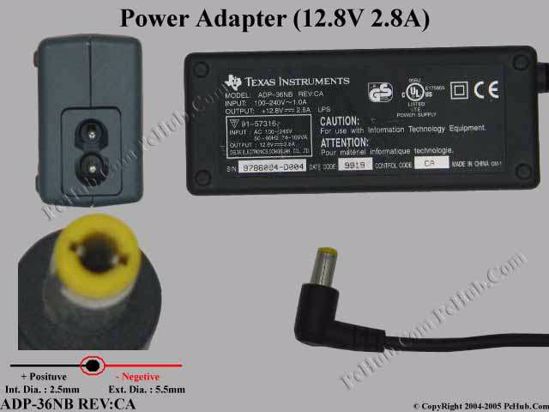 Texas Instruments Common Item AC Adapter- Laptop ADP-36NB REV:CA