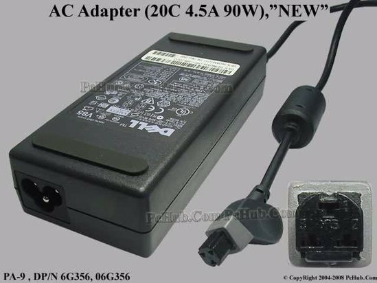 Dell Common Item (Dell) AC Adapter- Laptop 20V 4.5A 3-Hole, PA9, 3-Prong, New