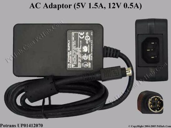 Potrans UP01412070 AC Adapter- Laptop 5V 1.5A, 12V 0.5A,5 pin