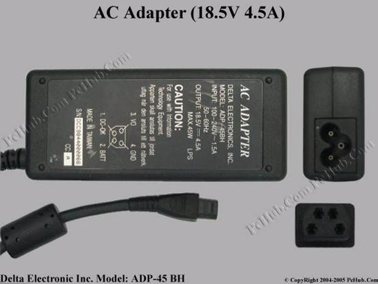 Delta Electronics ADP-45BH AC Adapter- Laptop 18.5V 4.5A, 4-pin