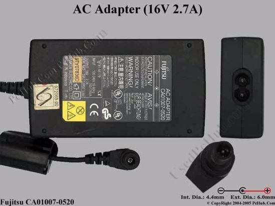 Fujitsu Common Item (Fujitsu / Fujitsu Siemens) AC Adapter- Laptop CA01007-0520, 16V 2.7