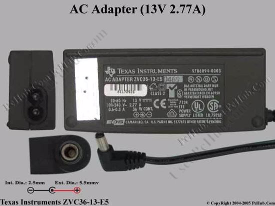 Texas Instruments Common Item AC Adapter- Laptop ZVC36-13-E5