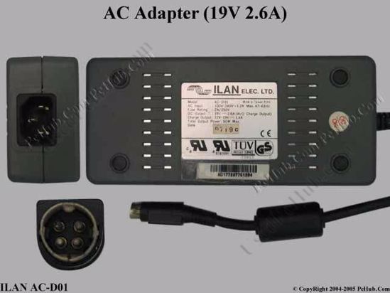 ILAN AC-D01 AC Adapter- Laptop 19V 2.6A, 4-Pin DIN, C14