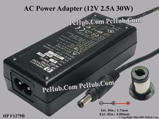 HP Common Item (HP) AC Adapter- Laptop 12V 2.5A, 4.8/1.7mm, 2-Prong