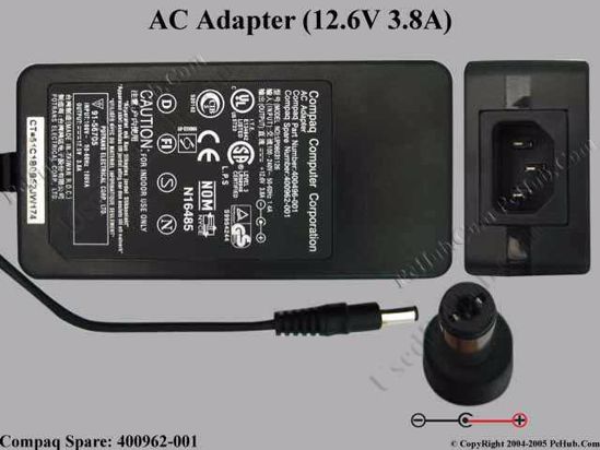 Compaq Common Item (Compaq) AC Adapter- Laptop 400962-001, 12.6V 3.8A