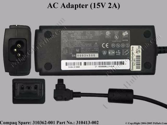 Compaq Armada Series AC Adapter- Laptop 310362-001, 15V 2A, Tip O