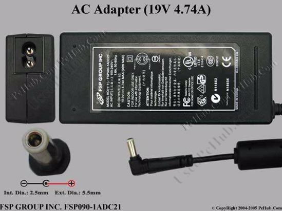 FSP Group Inc FSP090-1ADC21 AC Adapter- Laptop 19V 4.74A, 5.5/2.5mm, 2-Prong