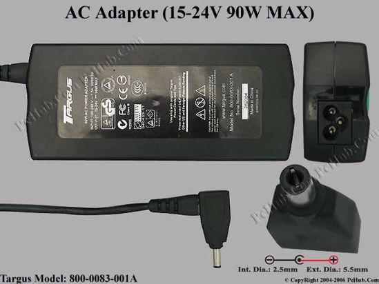 Targus 800-0083-001A AC Adapter- Laptop 15-24V 90W, Tip C