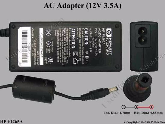 HP Common Item (HP) AC Adapter- Laptop 12V 3.5A, 4.8/1.7mm, 2-Prong