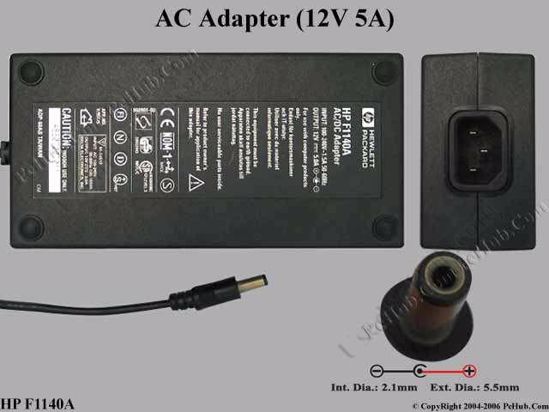 HP Common Item (HP) AC Adapter- Laptop 12V 5A, 5.5/2.1mm, C14