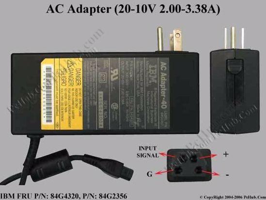 IBM Thinkpad Series AC Adapter- Laptop 84G4320, 20-10V, 2.00-3.38A