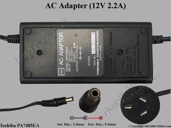 Toshiba Common Item (Toshiba) AC Adapter- Laptop 12V 2.2A 3.0/6.5mm, AU 3 Pin Plug