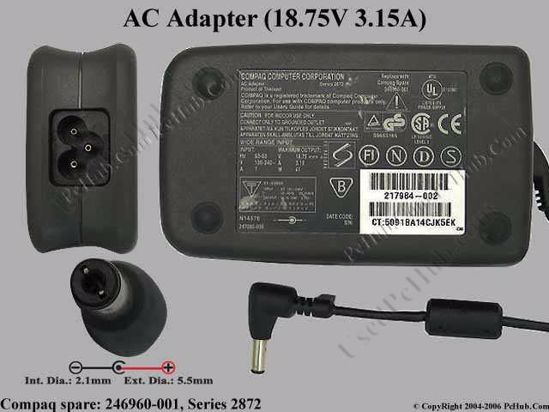 Compaq Armada Series AC Adapter- Laptop 246960-001(TipB)