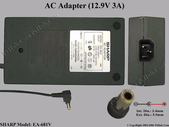 Sharp Common Item (Sharp) AC Adapter- Laptop 12.9V 3A, 5.5/2.5mm, C14