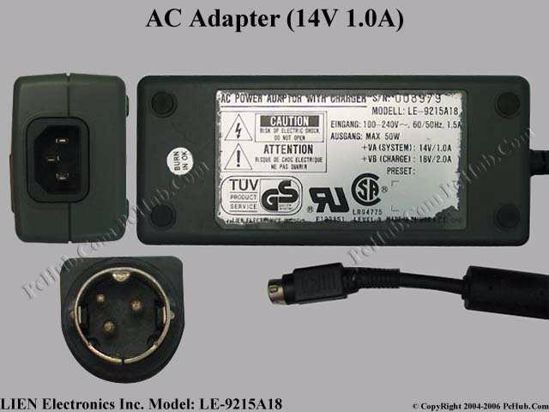 LIEN Electronics LE-9215A18 AC Adapter- Laptop 14V 1A