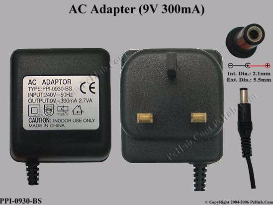 Other Brands PPI-0930-BS AC Adapter- Laptop 9V 300mA