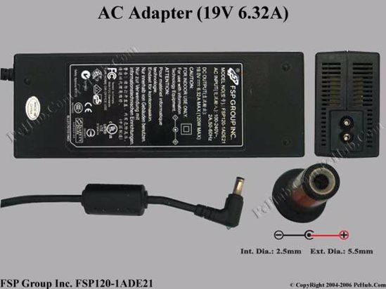 FSP Group Inc FSP120-1ADE21 AC Adapter- Laptop 19V 6.32A, 5.5/2.5mm, 2-Prong