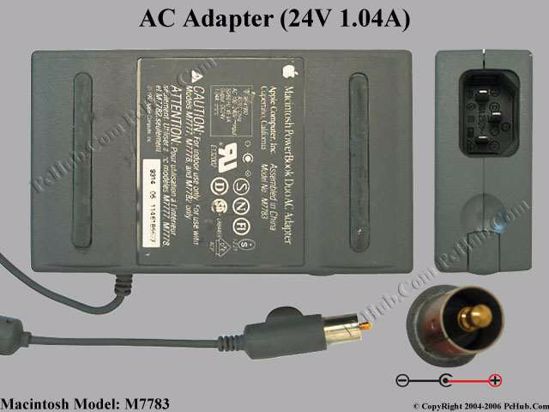 Apple Common Item (Apple) AC Adapter- Laptop M7783, 24V 1.04A