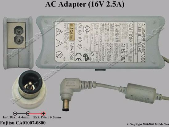 Fujitsu Common Item (Fujitsu / Fujitsu Siemens) AC Adapter- Laptop CA01007-0800, 16V 2.5