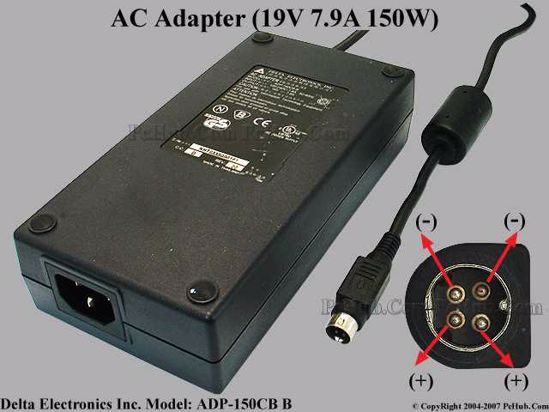 Delta Electronics ADP-150CB B AC Adapter- Laptop 19V 7.9A, 4-Pin P1 2=V