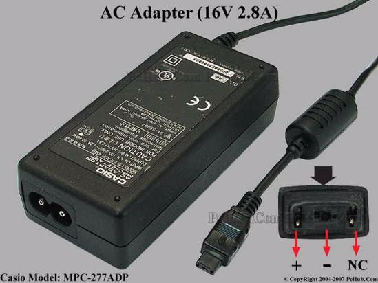 Casio MPC-277ADP AC Adapter- Laptop 16V 2.8A, Tip O