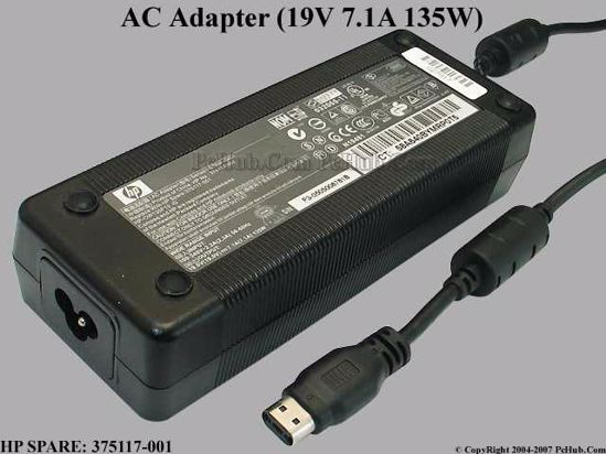 HP Common Item (HP) AC Adapter- Laptop 19V 7.1A, Flat connector, 3-Prong