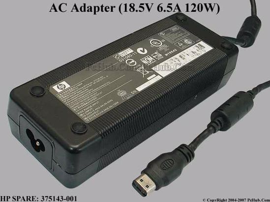 HP Common Item (HP) AC Adapter- Laptop 18.5V 6.5A, Rectangular Tip, 3-Prong