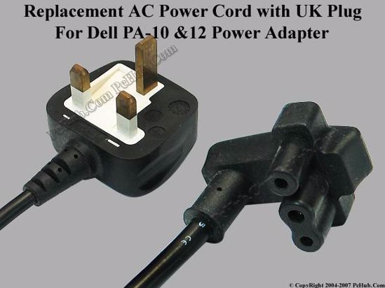 Dell Common Item (Dell) Power Cord 3 Wire Replacement PA-10/12 (UK)