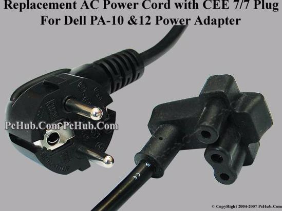 Dell Common Item (Dell) Power Cord 3 Wire PA-10 / 12, CEE 7/7 Plug