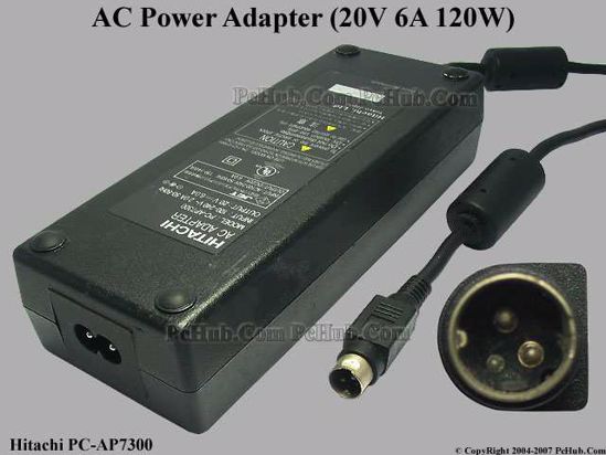 Hitachi Common Item (Hitachi) AC Adapter- Laptop 20V 6A, 3-Pin DIN, 2-Prong